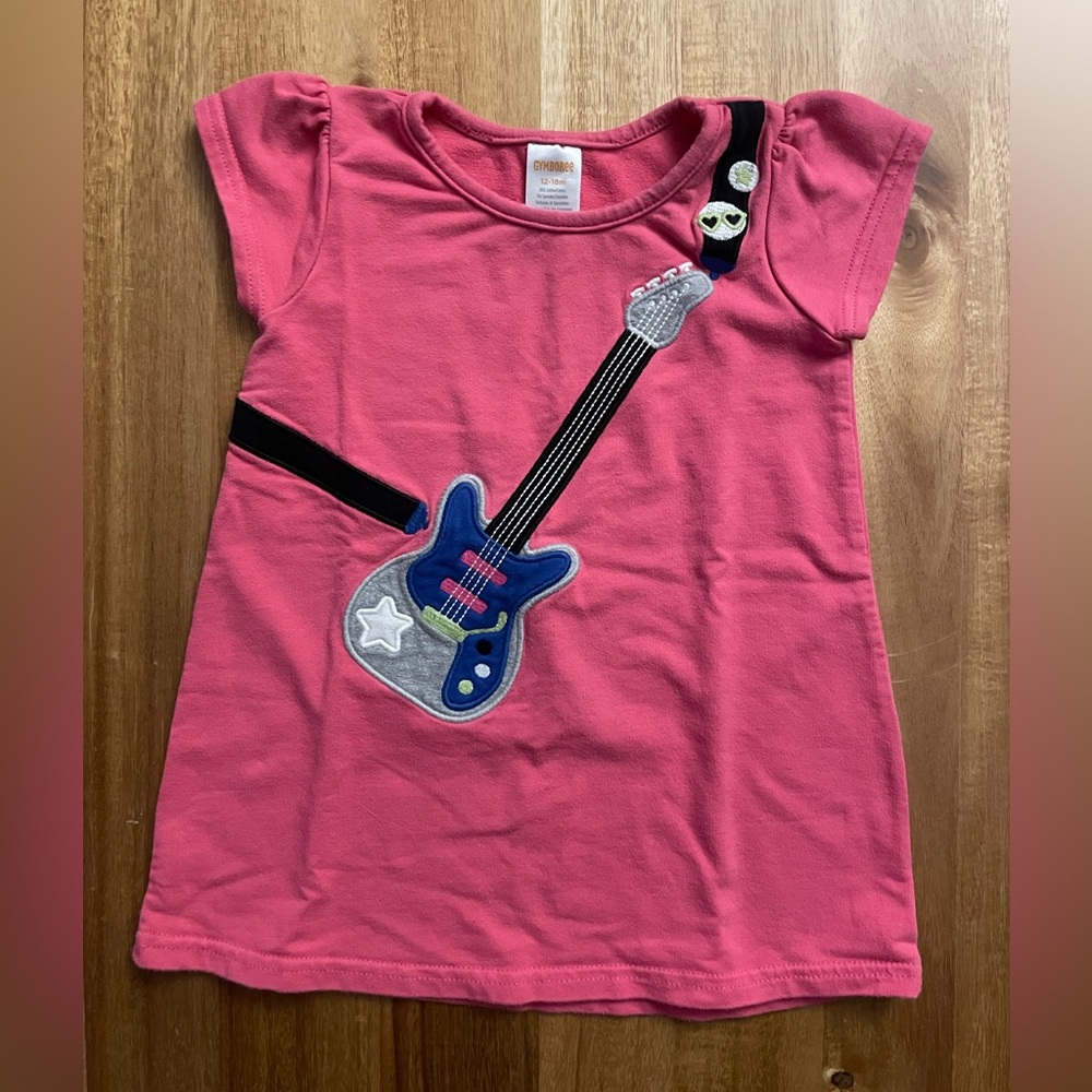 Gymboree Pink Dress with Embroidered Blue Guitar